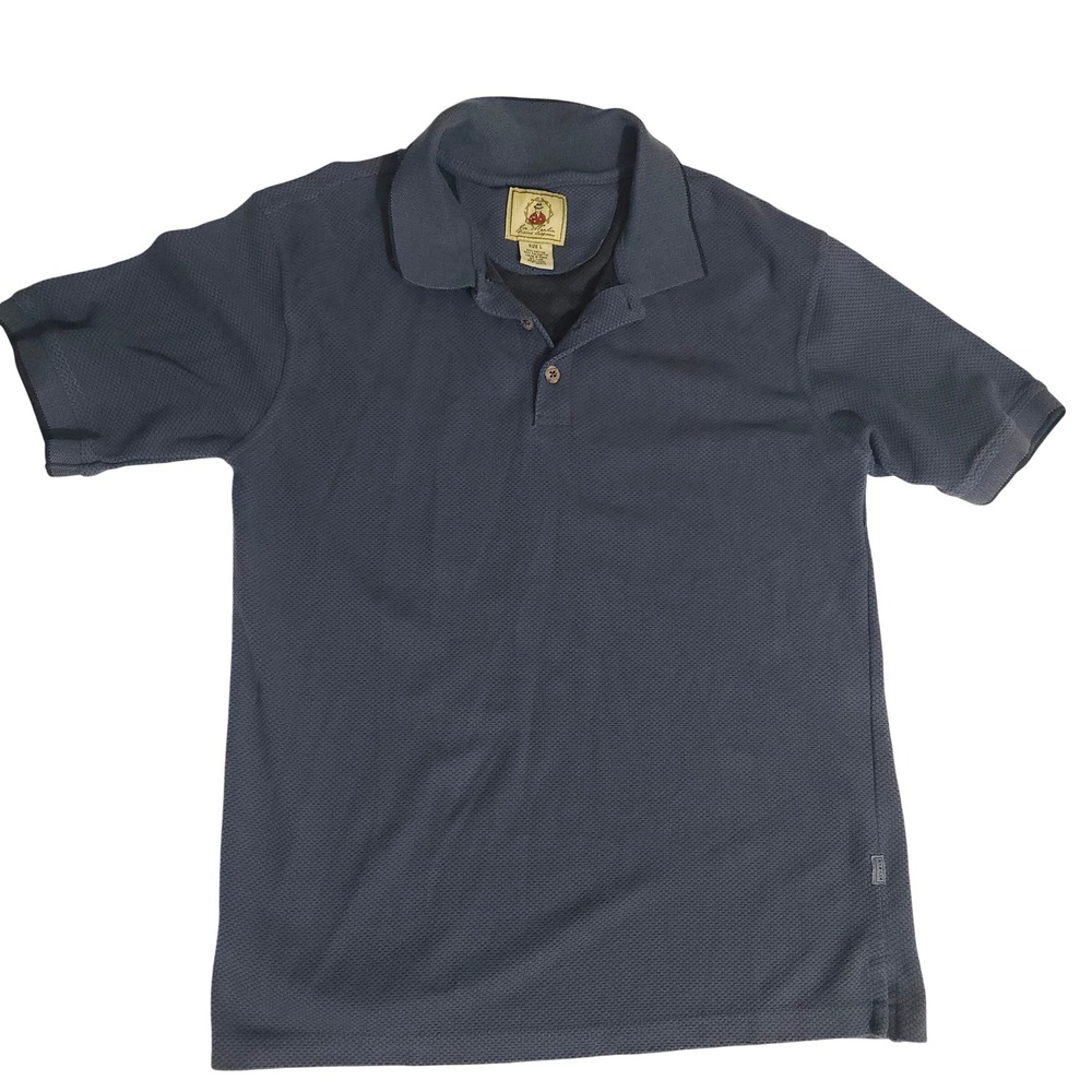 Joe Marlin Original Outfitters Mens Large Navy Blue Textured Knit Polo Shirt